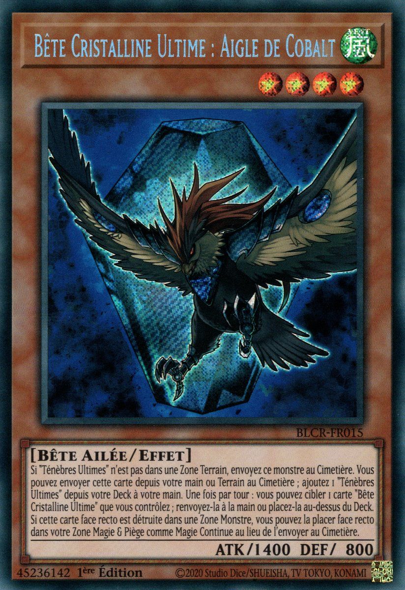 Yu Gi Oh ! Bête Cristalline Ultime : Aigle De Cobalt ( Blcr-Fr015 ) Secret Rare En Français