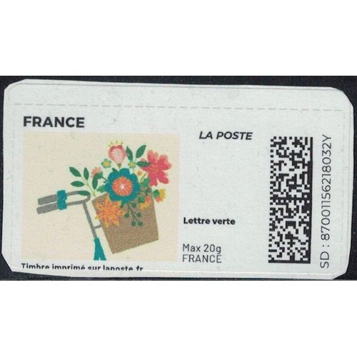 France Vignette Oblitérée Sur Fragment Used Mon Timbre En Ligne Bouquet Fleurs Panier Vélo Su