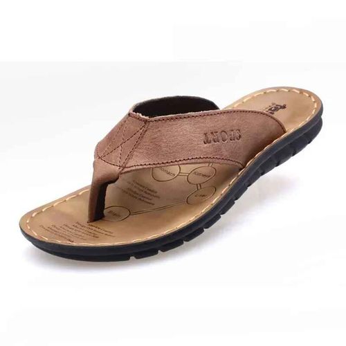 Pantoufles De Plage En Cuir Véritable Pour Hommes,Chaussures D'été,Tongs D'extérieur,Sandales Décontractées Pour Hommes