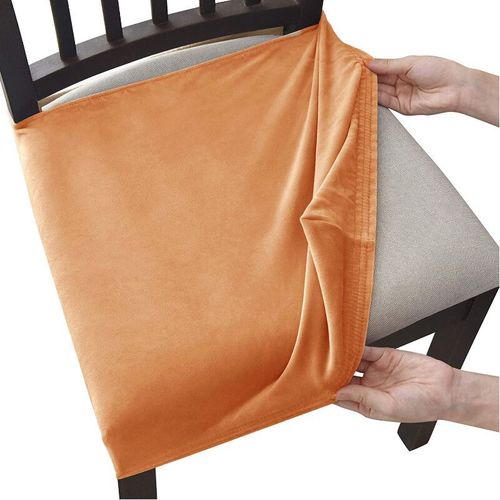 Housses De Siège De Chaise Extensibles En Velours,Housse De Protection De Siège De Chaise Amovible Et Lavable Pour Salle À Manger - Type Orange