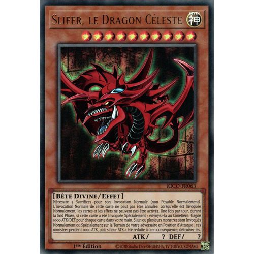 Yu Gi Oh ! Slifer, Le Dragon Céleste ( Kico-Fr063 ) Ultra Rare En Français