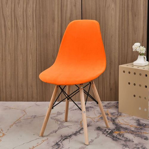 Juste De Chaise Ronde En Velours Élastique,Housse De Siège De Salle À Manger,Maison,Hôtel,Fête,Banquet,Document Solide Commandé,Nordique,2024 - Type Orange-1pc