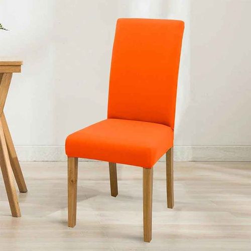 Housse De Chaise Élastique Réglable,Couleur Unie,En Spandex,Extensible,Pour Siège De Chaise,Cuisine,Salle À Manger,Mariage,6 Pièces - Type Candy Orange-6pcs