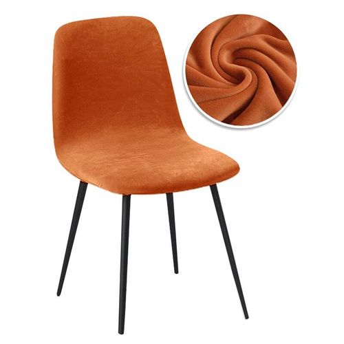 Housse de chaise à dossier court en velours et Jacquard,housses de siège de Bar,de salle à manger,extensible,anti-poussière,pour maison,hôtel,Bar,mariage - Type Velvet-Orange-1 Piece