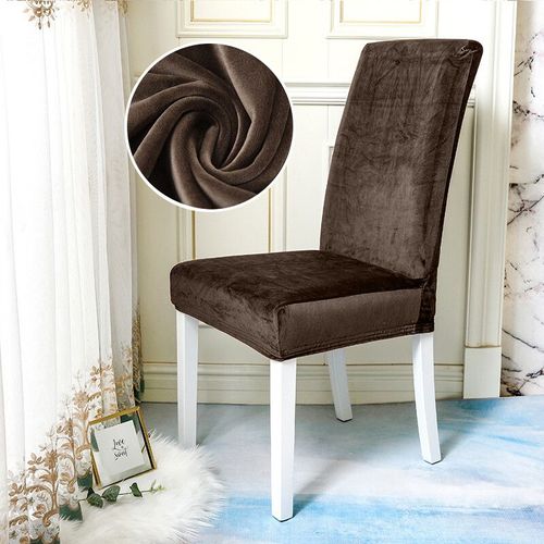Housses De Chaise En Tissu Velours Brillant,Taille Universelle,Housses De Siège Commandées,Housses Bon Marché Pour Salle À Manger,1 Pièce,2 Pièces,4/6 Pièces - Type Velvet-Light Coffee-1 Pc