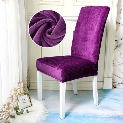 Housses De Chaise En Tissu Velours Brillant,Taille Universelle,Housses De Siège Commandées,Housses Bon Marché Pour Salle À Manger,1 Pièce,2 Pièces,4/6 Pièces - Type Velvet-Purple-6 Pcs