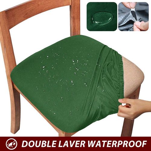 Housse De Chaise De Salle À Manger Imperméable,Housses De Siège En Spandex,13 Couleurs Unies,Amovibles,Lavables,Élastiques,Pour Maison,Hôtel - Type Green-1 Piece