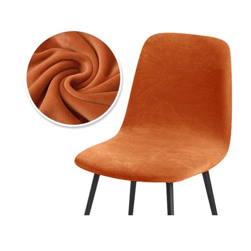 Housse De Chaise À Dossier Court En Velours,Extensible,Pour Siège,Salle À Manger,Bar,Bureau,Fête,Banquate,1/2/4/6 - Type Velvet-Orange-6 Pieces