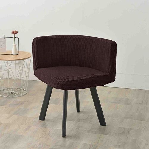 Housse De Chaise Triangulaire En Polaire Solide,À Dossier Incurvé,Pour Salle À Manger,Siège À Dossier Bas,Décoration De Bureau,D'hôtel,De Maison,1/2/4/6 Pièces - Type Dark Coffee-6 Pieces