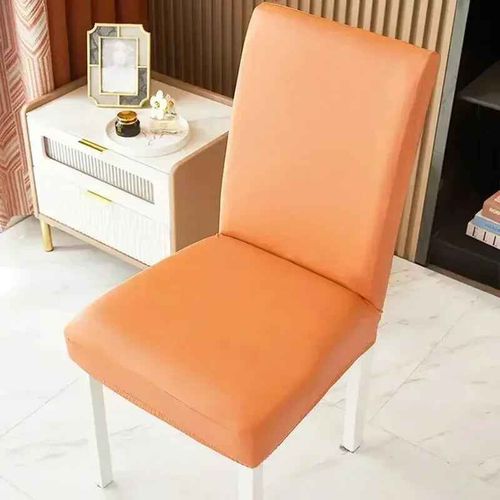 Juste De Chaise En Cuir Épaissie Tout Compris,Étui De Chaise De Salle À Manger Étanche À L'huile,Étui De Commande Pour Animaux De Compagnie,Anti-Poussière,Bureau,Hôtel - Type Orange-M(45-55cm)-1pc