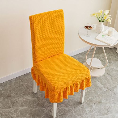 Jupe housse de chaise de salle à manger Jacquard élastique housse de siège souple housse de tabouret Anti-sale adaptée au Kit chambre d'animal de compagnie salon décor à la ma - Type Orange-1 piece
