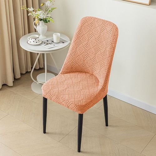 Housse De Chaise De Salle À Manger À Dossier Incurvé Extensible,Housse De Siège En Arc Élastique Jacquard,Lavable,Anti-Salissure,Pour Tabouret,Décoration De Maison,1 Pièce - Type Orange-1 Piece