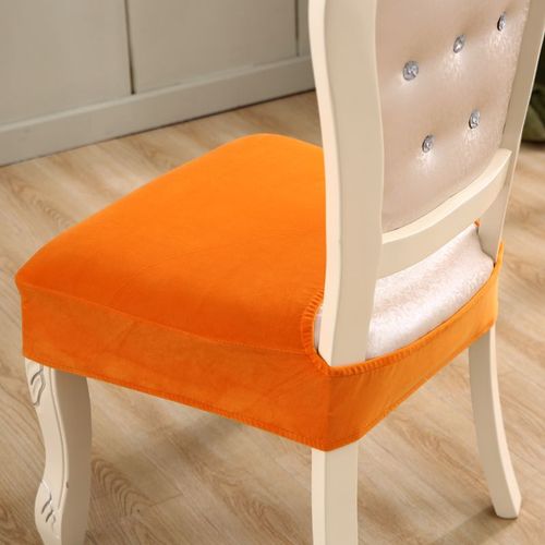 Mkzoom Housse De Siège En Velours Épais Housses De Chaise Pour Salle À Manger Chaise Protecteur Housse De Chaise Élastique Solide Housse De Chaise Extensible - Type Orange-1 Piece