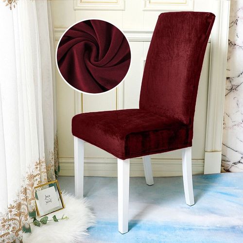 Housses De Chaise En Tissu Velours Brillant,Taille Universelle,Housses De Siège Commandées,Housses Bon Marché Pour Salle À Manger,1 Pièce,2 Pièces,4/6 Pièces - Type Velvet-Wine-2 Pcs