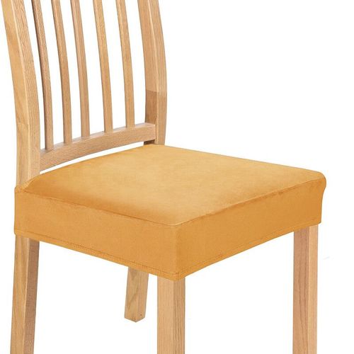 Housses De Siège De Chaise En Velours Véritable,Amovibles,Lavables,Anti-Poussière,Pour Salle À Manger,Coussin De Protection - Type Orange