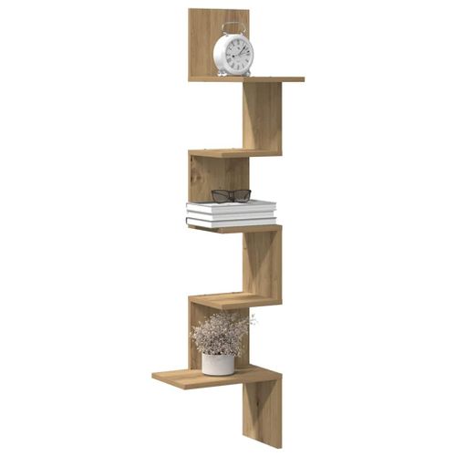 Vidaxl Étagère D'angle Murale Chêne Artisanal 32x32x127,5 Cm