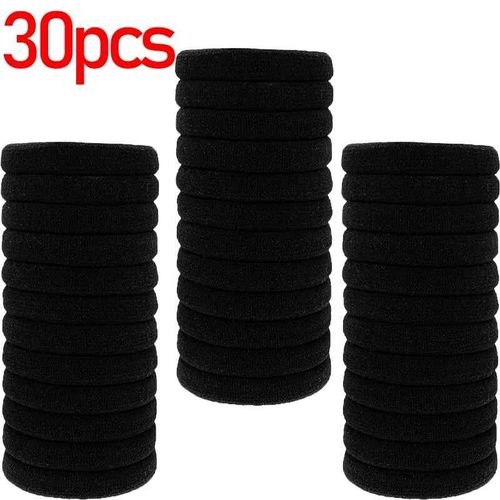 100 Pièces Noir Bandes De Cheveux De Base Femmes Filles Simple Haute Élastique Bandeau Cravates Cordes En Caoutchouc Chouchous Porte-Queue De Cheval Accessoires