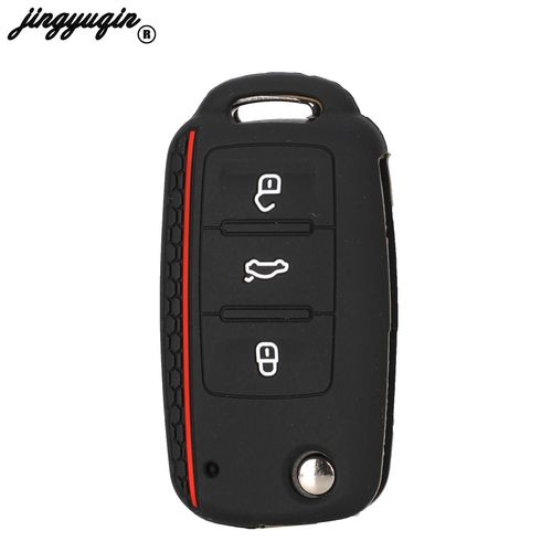 Jingyuqin Protéger Coque De Clé De Voiture Pour Volkswagen Polo Passat B5 Golf 4 5 6 Mk5 Mk6 Eos Bora Beetle Tsi Nouvelle Coque En Silicone - Type Black(White)