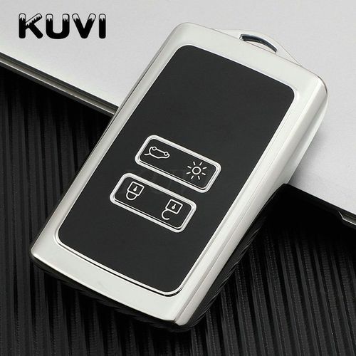 Étui pour clé télécommande de voiture en TPU,pour Renault Koleos Kadjar Clio Captur Megane Talisman Espace Zoe Scenic 4 Arkana Dacia Sandero - Type silver