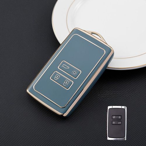Étui pour clé de voiture en TPU,couverture complète pour Renault Koleos Kadjar Megane Talisman Captur Espace Clio 2016 - 2023 Dacia Duster 2023,4 boutons - Type gold edge grey