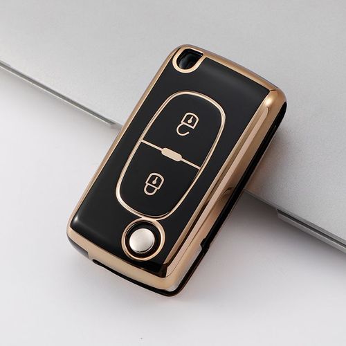 Coque De Protection Pour Clé À Distance De Voiture En Tpu,Coque Pour Kit 107 207 307 308 407 607 3008 5008,Cristaux En Xsara Picasso C5 C6 C8 Sans Clé - Type 2 Buttons Black