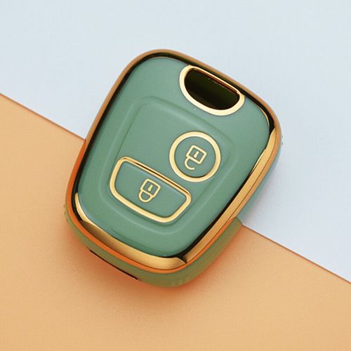 Coque De Protection Pour Clé Télécommande De Voiture,En Tpu,Pour 107 206 207 307,Citroën C1 C2 C3 C4,Toyota Aygo - Type Gold Edge Green