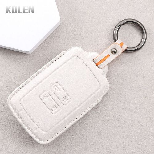 Étui En Cuir Pour Clé Télécommande De Voiture,Coque Fob Pour Renault Koleos Captur Megane Clio Scénique Talisman Arkana Pour Dacia Sandero - Type White Set 2