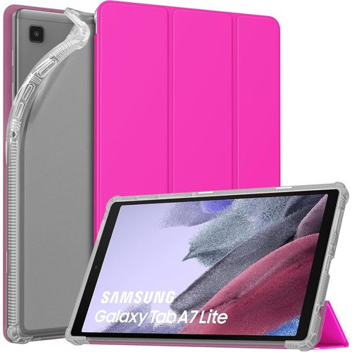 Étui Compatible Avec Samsung Galaxy Tab A7 Lite 8.7 Pouces 2021(Smt227/Smt225/Smt220), Étui À Trois Volets Antichocs Coque De Protection Avec Support Dos Translucent, Rouge Pitaya