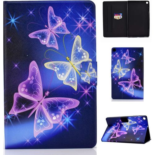 Lspcase Coque Galaxy Tab A 2019 Pu Cuir Flip Housse Étui Cover Case Support Coque De Tablet Avec Portecartes Pour Samsung Galaxy Tab A 10.1 Pouces Smt510 / Smt515 (2019) Papillon Flash