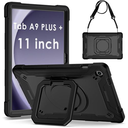 Coque Pour Samsung Galaxy Tab A9+/A9 Plus 11 Pouces 2023 Smx210/X216/X218,Etui Housse De Protection Robuste Antichoc Avec Portestylo E Bandoulière,Rotation À 360° Pour Utiliser Plusieurs Vues