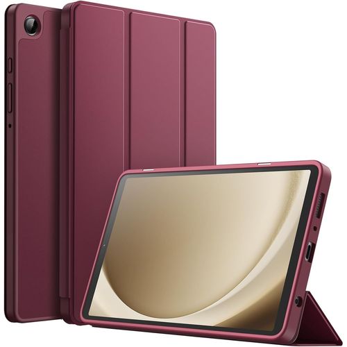 Coque Pour Samsung Galaxy Tab A9 8,7 Pouces 2023, Tablette Étui Housse De Protection En Tpu Souple À Trois Volets Support (Vin Rouge)