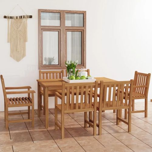 Prolenta Premium - Ensemble À Manger De Jardin 7 Pcs Bois De Teck Solide
