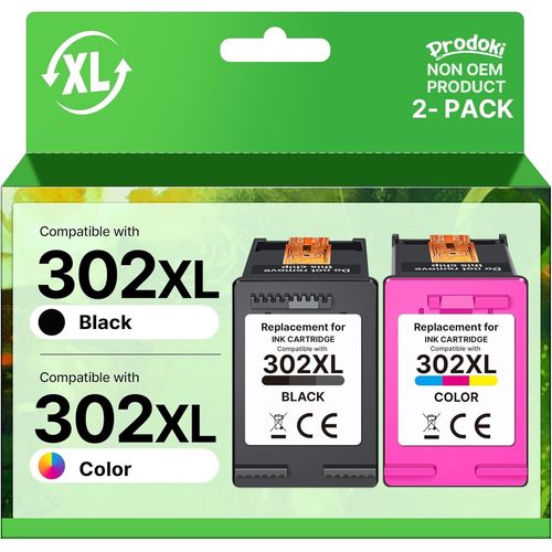 302 Xl Cartouche D'Encre Remplacement Pour Hp 302 Xl Noir Et Couleur Cartouche Encre Pour Officejet 3831 3833 3830, Deskjet 3630 2130 3632, Envy 4520 4525 4527 (1 Noir, 1 Tri-Color[TOU710001]