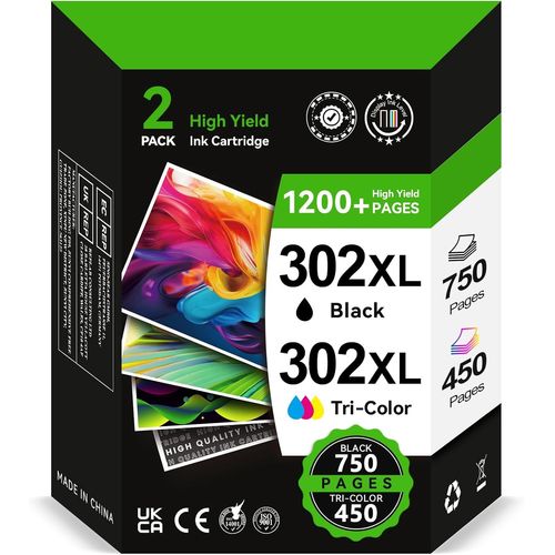 302Xl 302 Xl Noir Et Couleur D'Encre Remplacement Pour Hp302 Pour Cartouche Hp 302 Noir, Encre Pour Hp 302 Deskjet 3630 3636 3638 Officejet 3831 3830 4655 Envy 4520 4524 4525 (2 Pa[TOU710259]