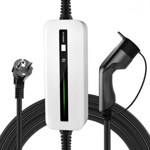 Kathlelxh-Type 2 Ev Chargeur 3,6kw Chargeur Voiture Electrique Cable De Recharge Commutable 16a Câble De Charge Schuko Iec 62196-2 Standard Eu Evse (Pr Euro) 6m[H210]