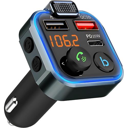 Kathlelxh-Adaptateur Radio Fm Bluetooth 5.0 Sans Fil Pd20W Qc3.0 Chargeur De Voiture À Charge Rapide Avec 3 Ports De Charge Compatible Disque U, Micros Puissants, Son Hifi Sans Perte De Bass[H1562]