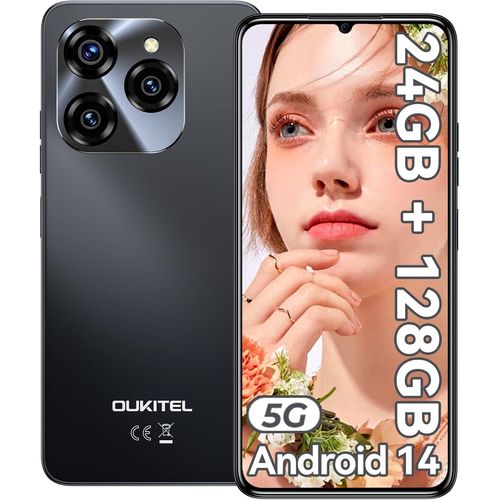 OUKITEL C50 5G Android 14 24 Go + 128 Go / 1 To 6.8" HD+ Écran, 5150mAh 50MP Face ID/Fingerprint/GPS - Noir