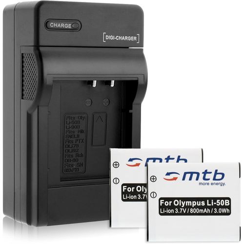 Kathlelxh-2 Batteries + Chargeur (Auto/Secteur) Pour Olympus Li-50B / Xz-10... / Pentax Wg-3 ... / Ricoh Cx5 ... Voir Liste![H1037]