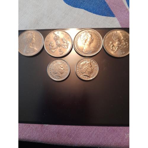 Lot De 6 Pieces De 5 Pence De 1969 A 2014