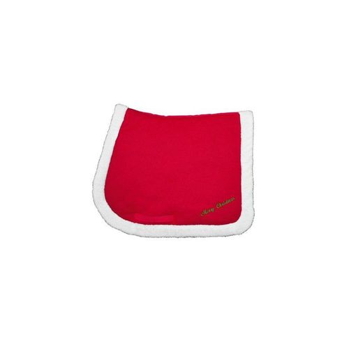 Tapis De Selle Cheval Equithème "Noël" - Couleur : Rouge, Bordure Blanc, Taille : Cheval