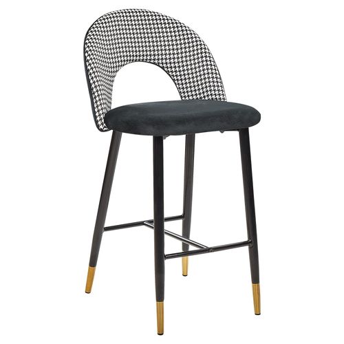 Lot De 2 Chaises De Bar Falton Velours Noir Blanc