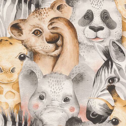 Papier peint vinyle intissé enfant bambino animaux savane Rasch L.10m x l.53 cm