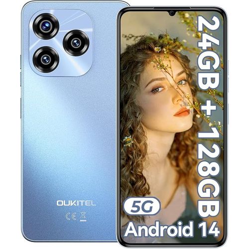 OUKITEL C50 5G Android 14, 24 Go + 128 Go / 1 To 6.8"HD+ Écran 5150mAh 50MP Face ID/Fingerprint/GPS - Bleu