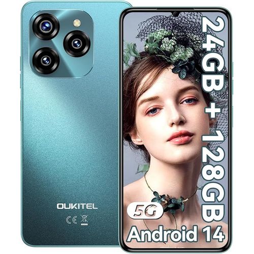 OUKITEL C50 5G Android 14 24 Go + 128 Go / 1 To 6.8" HD+ Écran 5150mAh 50MP Face ID/Fingerprint/GPS - Vert