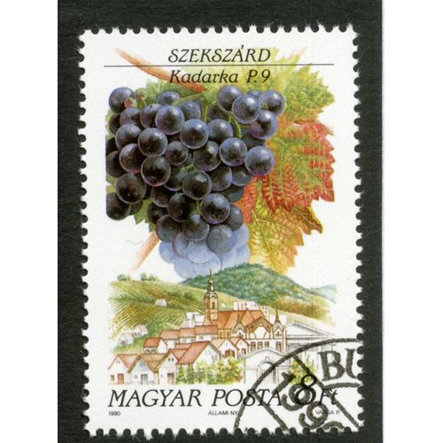 Timbre Oblitéré Magyar Posta, Szekszard, Kadarka P 9, 1990, 8 Ft