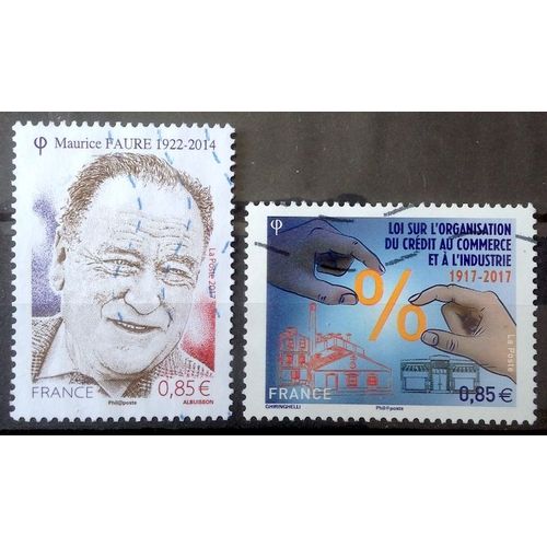 Loi Sur L'organisation Du Crédit Au Commerce Et À L'industrie 0,85€ (Très Joli N° 5132) + Maurice Faure 0,85€ (Très Joli N° 5134) Obl - France Année 2017 - Brn83 - N32489