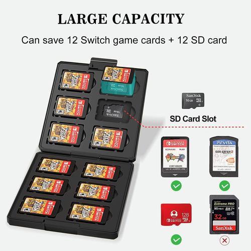 Cartes de Jeux Nintendo Switch - Portable et Mince, Boitier de Protection  pour 24 Jeux Nintendo Switch, Boîte de Rangement Peut contenir 12 Cartes de  Jeu et 12 Cartes SD (Black Zelda Sword)