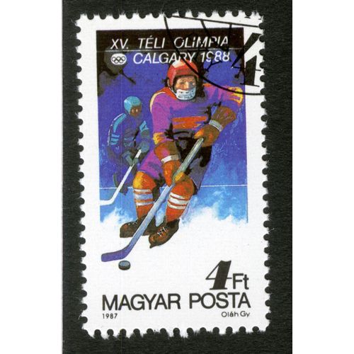 Timbre Oblitéré Magyar Posta, Xv Teli Olimpia Calgary 1988, 1987, 4 Ft