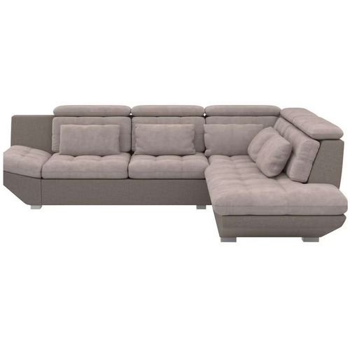 Canapé D'angle Droit Convertible 5 Places Eternity Coloris Sable/ Pu Taupe