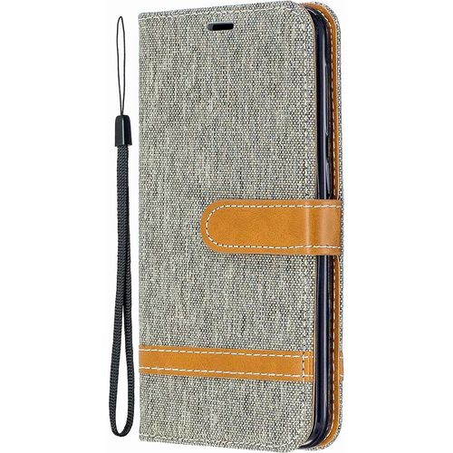Coque Pour Samsung Galaxy J3 2016 / J320, Coque Housse Portefeuille Case Etui Denim Pu Cuir Porte Carte Flip A Rabat Magnetique Support Housse Pour Samsung Galaxy J3 2016 / J320,Gris